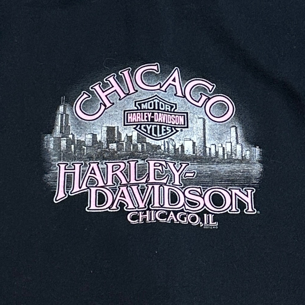Harley Davidson Bling Full Zip Black Pink Hooded Sweatshirt Chicago IL Large - Picture 6 of 9